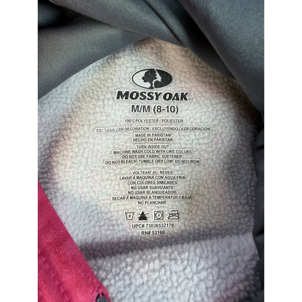 Mossy Oak Pink Camo Hoodie Women's Medium 8-10 Hunting Outdoor Pullover - Picture 3 of 6